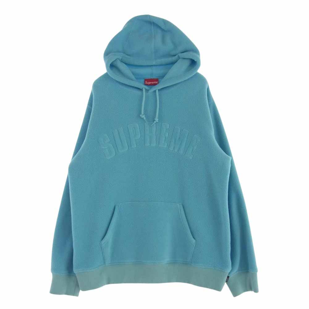 Supreme シュプリーム 18AW  Polartec Hooded Sweatshirt アーチロゴ ポーラテック フリース パーカー ブルー系 L【中古】