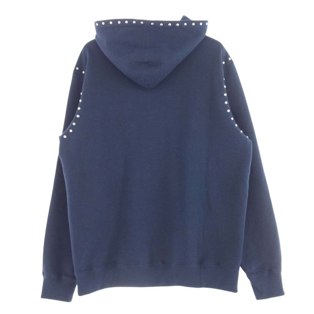 Supreme シュプリーム 18aw  Studded Hooded Sweatshirt スタッズ スウェット フーディー パーカー ネイビー系 M【中古】