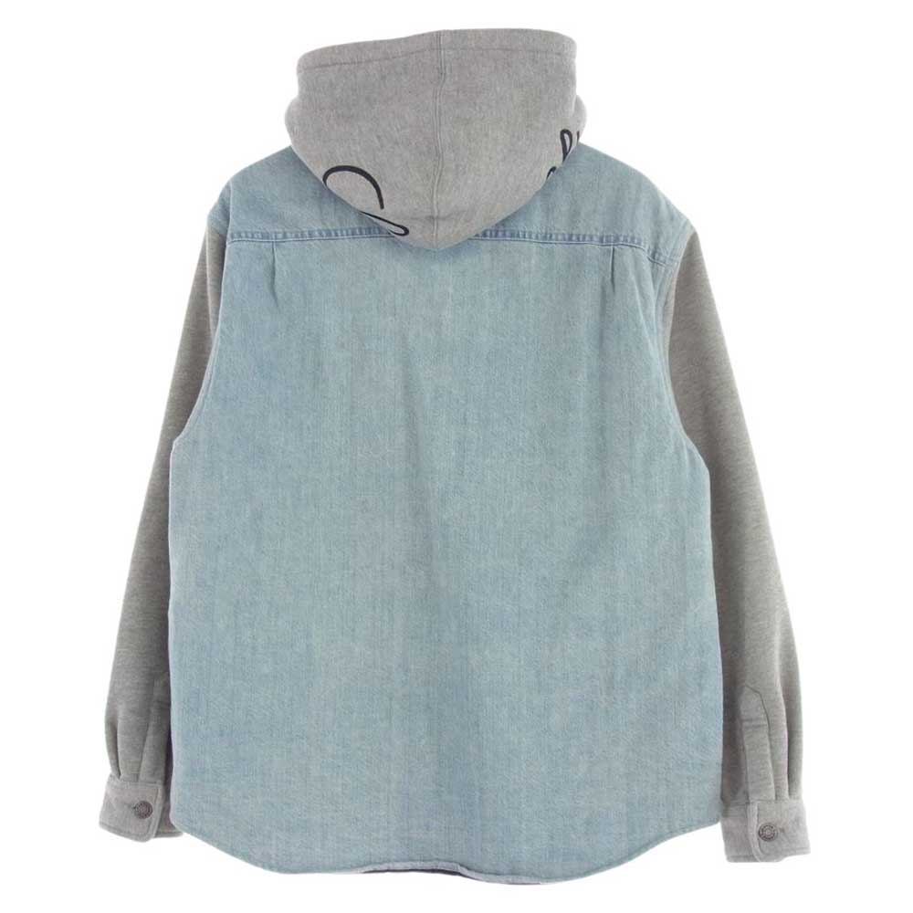 Supreme シュプリーム 22AW Fleece Hooded Denim Shirt フリース フード デニム シャツ ライトブルー系 グレー系 M【中古】