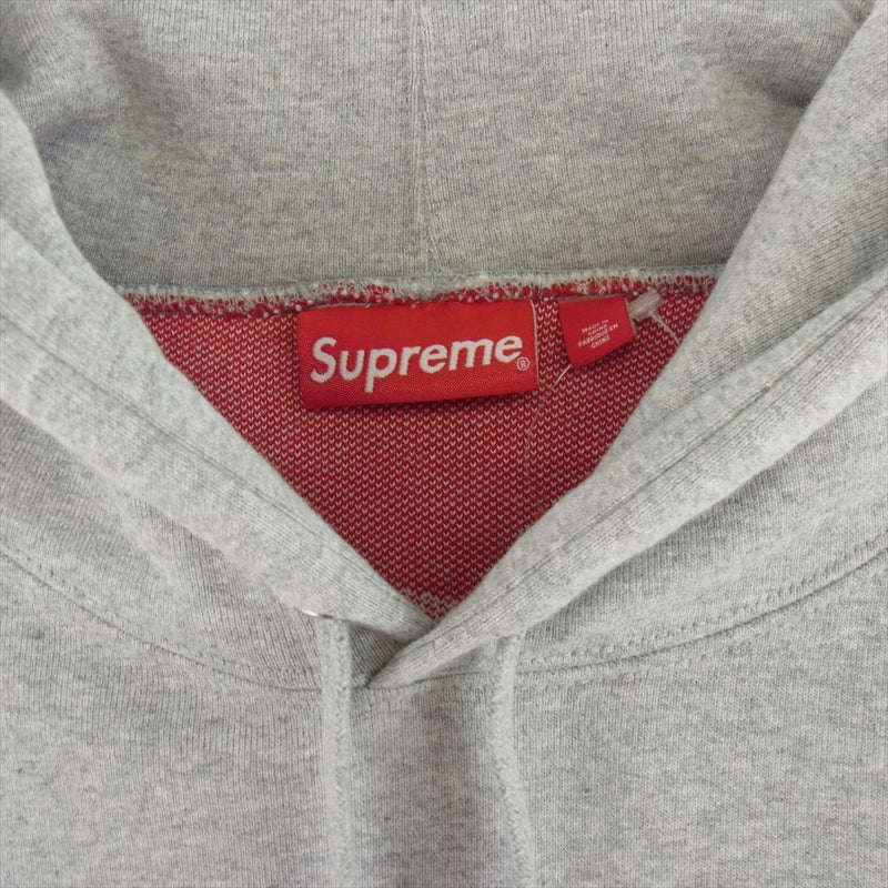 Supreme シュプリーム 23AW Big Logo Jacquard Hooded Sweatshirt ビッグロゴジャガード フード スウェットパーカー グレー系 レッド系 L【中古】