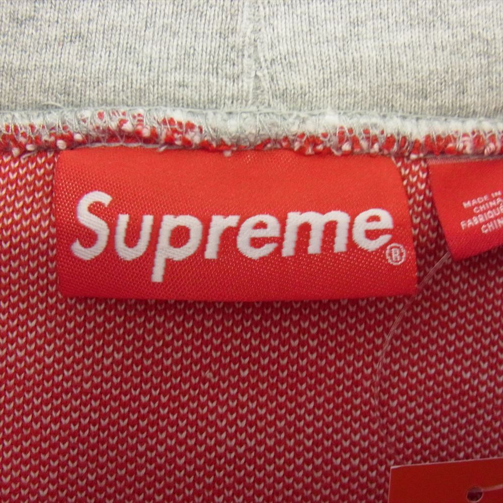 Supreme シュプリーム 23AW Big Logo Jacquard Hooded Sweatshirt ビッグロゴジャガード フード スウェットパーカー グレー系 レッド系 L【中古】