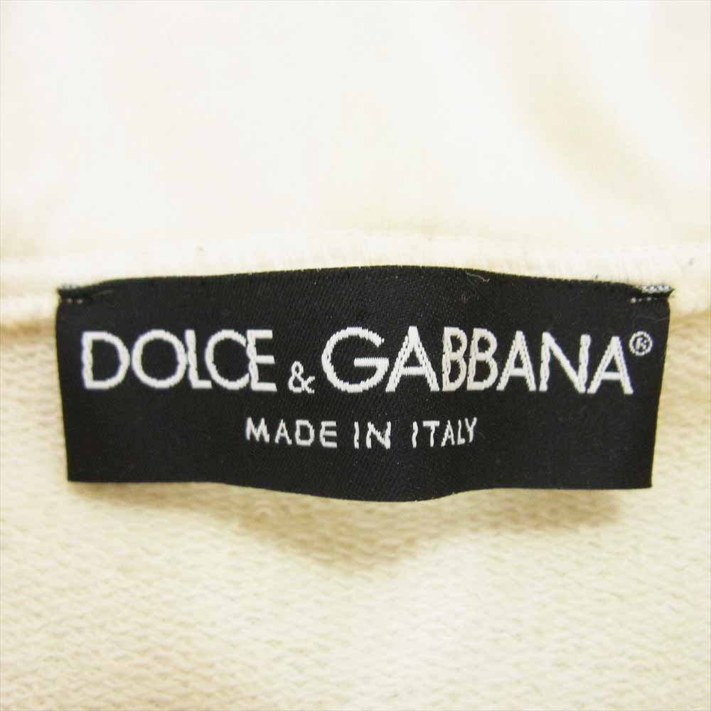 DOLCE&GABBANA ドルチェアンドガッバーナ ロゴプレート ジップアップ フーディ パーカー ホワイト系 44【中古】