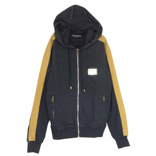 DOLCE&GABBANA ドルチェアンドガッバーナ GYM COLLECTION ジムコレクション ロゴプレート ジップアップ フーディ パーカー ブラック系 44【中古】