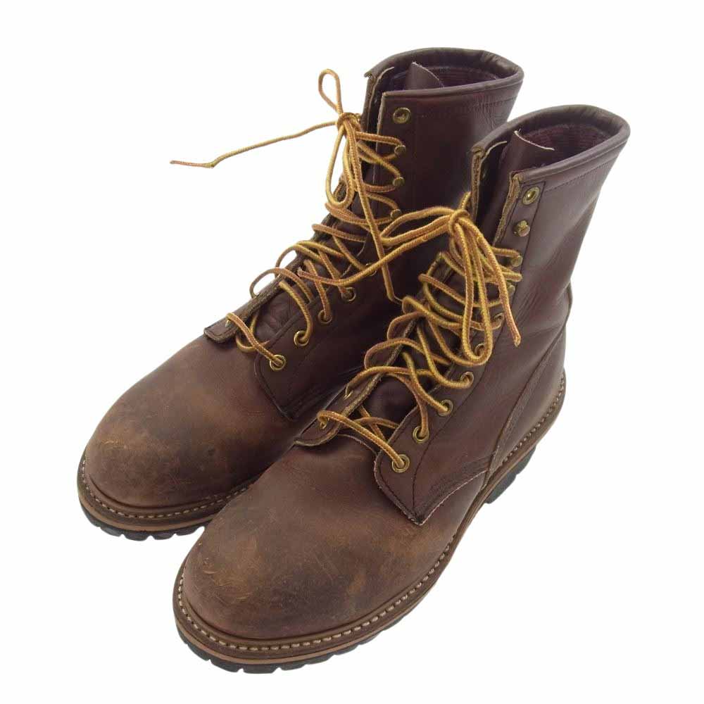 RED WING レッドウィング 4418 Leather Logger Lineman Steel Toe Work And Safety Boots レザーロガー ラインマン スチールトゥワークアンドセーフティブーツ  ブラウン系 US8.5【中古】