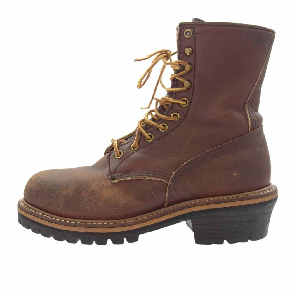 RED WING レッドウィング 4418 Leather Logger Lineman Steel Toe Work And Safety Boots レザーロガー ラインマン スチールトゥワークアンドセーフティブーツ  ブラウン系 US8.5【中古】