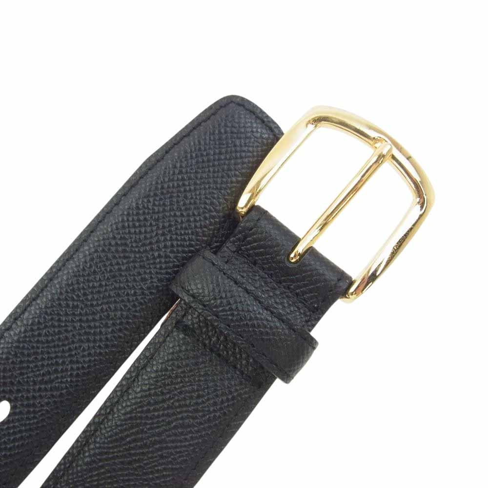 銀座ヨシノヤ TANNERIES DU PUY ゴールドバックル レザー ベルト ブラック系【中古】