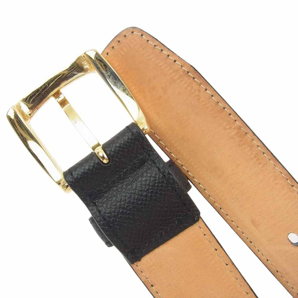 銀座ヨシノヤ TANNERIES DU PUY ゴールドバックル レザー ベルト ブラック系【中古】