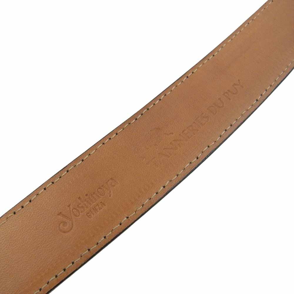 銀座ヨシノヤ TANNERIES DU PUY ゴールドバックル レザー ベルト ブラック系【中古】