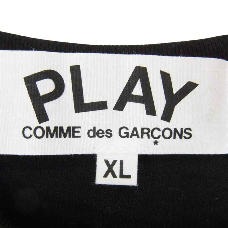 PLAY COMME des GARCONS プレイコムデギャルソン 22SS AZ-T226 DOUBLU HEART ダブルハート 刺繍 半袖 Tシャツ ブラック系 XL【中古】