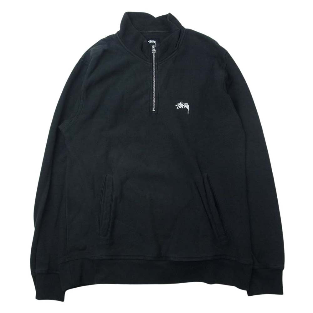 STUSSY ステューシー 20AW 118365 Stock Logo Mock Neck ストック ロゴ モックネック ハーフジップ スウェット トレーナー ブラック系 L【中古】