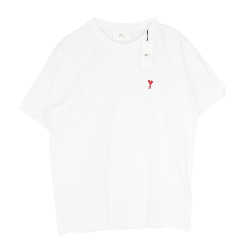 AMI PARIS アミパリス BFUTS001.724 AMI DE COEUR T-SHIRT ハートロゴ刺繍 クルーネック 半袖 Tシャツ ホワイト系 XL【新古品】【未使用】【中古】