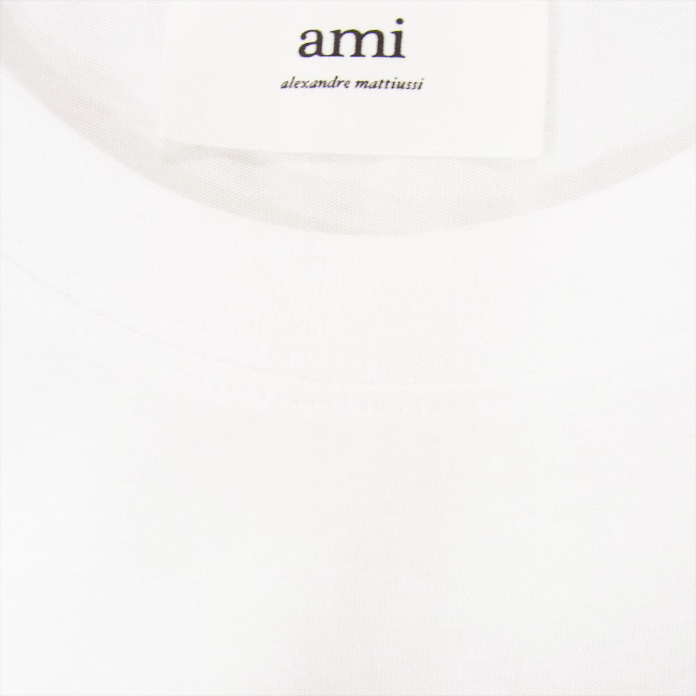 AMI PARIS アミパリス BFUTS001.724 AMI DE COEUR T-SHIRT ハートロゴ刺繍 クルーネック 半袖 Tシャツ ホワイト系 XL【新古品】【未使用】【中古】