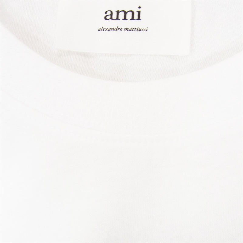 AMI PARIS アミパリス BFUTS001.724 AMI DE COEUR T-SHIRT ハートロゴ刺繍 クルーネック 半袖 Tシャツ ホワイト系 XL【新古品】【未使用】【中古】