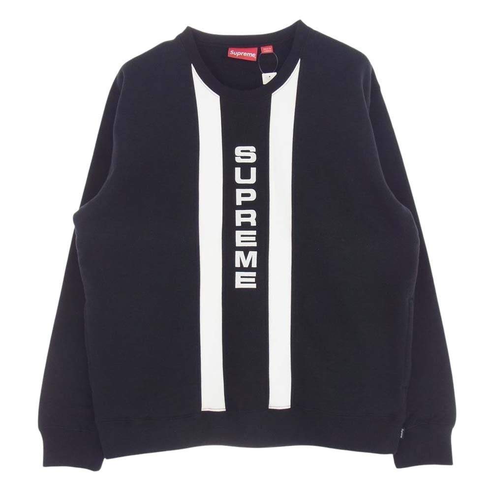 Supreme シュプリーム 17SS Vertical Logo Panel Crewneck バーティカル ロゴ パネル クルーネック スウェット トレーナー ブラック系 XL【美品】【中古】