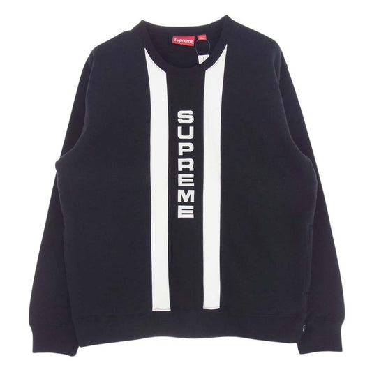 Supreme シュプリーム 17SS Vertical Logo Panel Crewneck バーティカル ロゴ パネル クルーネック スウェット トレーナー ブラック系 XL【美品】【中古】