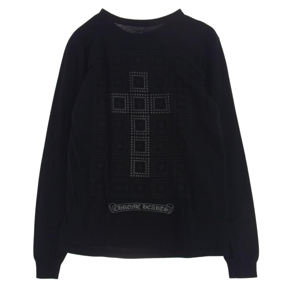 CHROME HEARTS クロムハーツ（原本無） Framed Cross Tee フレームドクロスバックプリント ポケット付き 長袖Tシャツ ブラック系 M【中古】