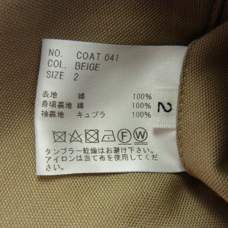 ユーゲン COAT041 Albert アルベルト ステンカラー コート ベージュ系 2【美品】【中古】