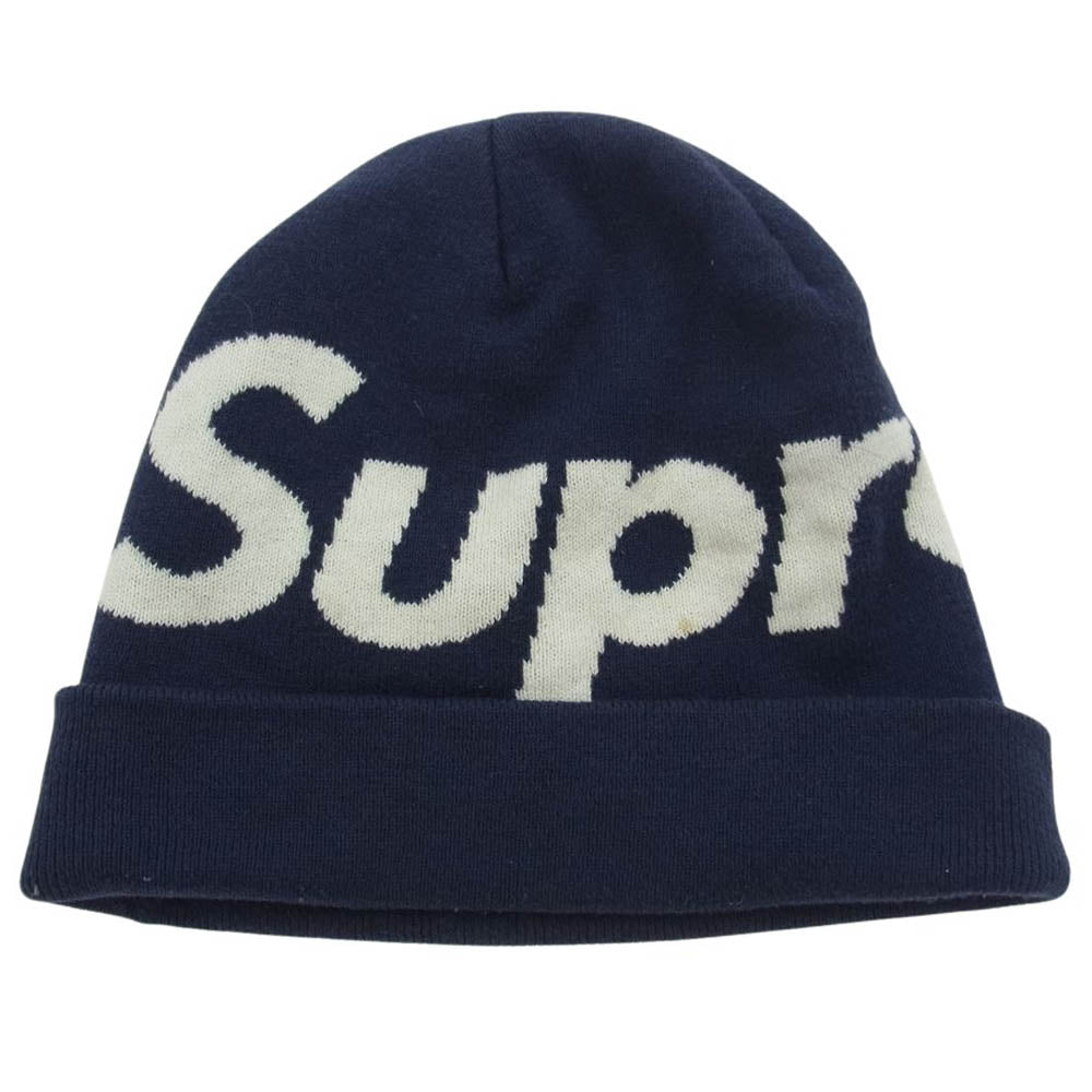 Supreme シュプリーム 17AW Big Logo Beanie ビッグロゴ ビーニー ニットキャップ ネイビー系【中古】