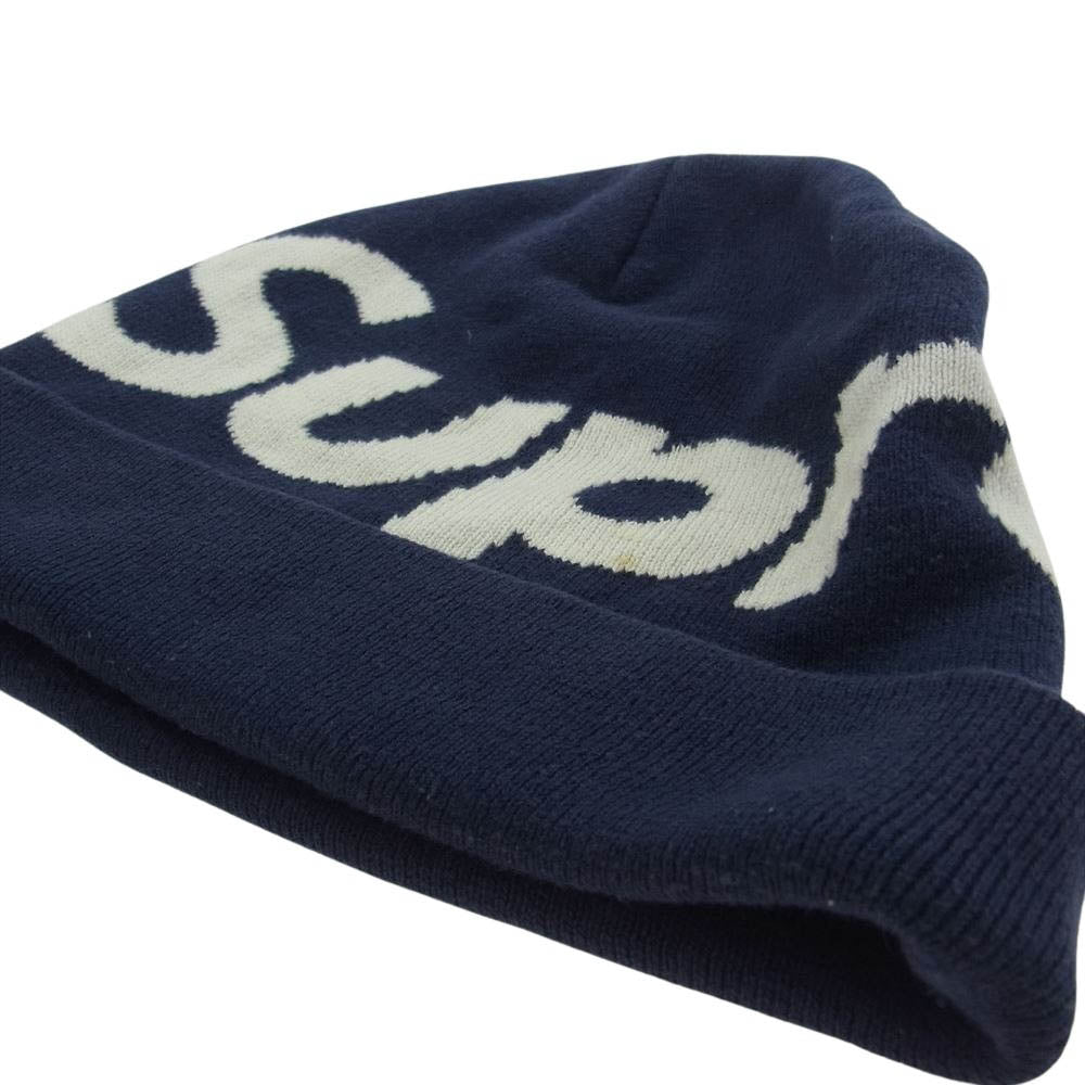 Supreme シュプリーム 17AW Big Logo Beanie ビッグロゴ ビーニー ニットキャップ ネイビー系【中古】