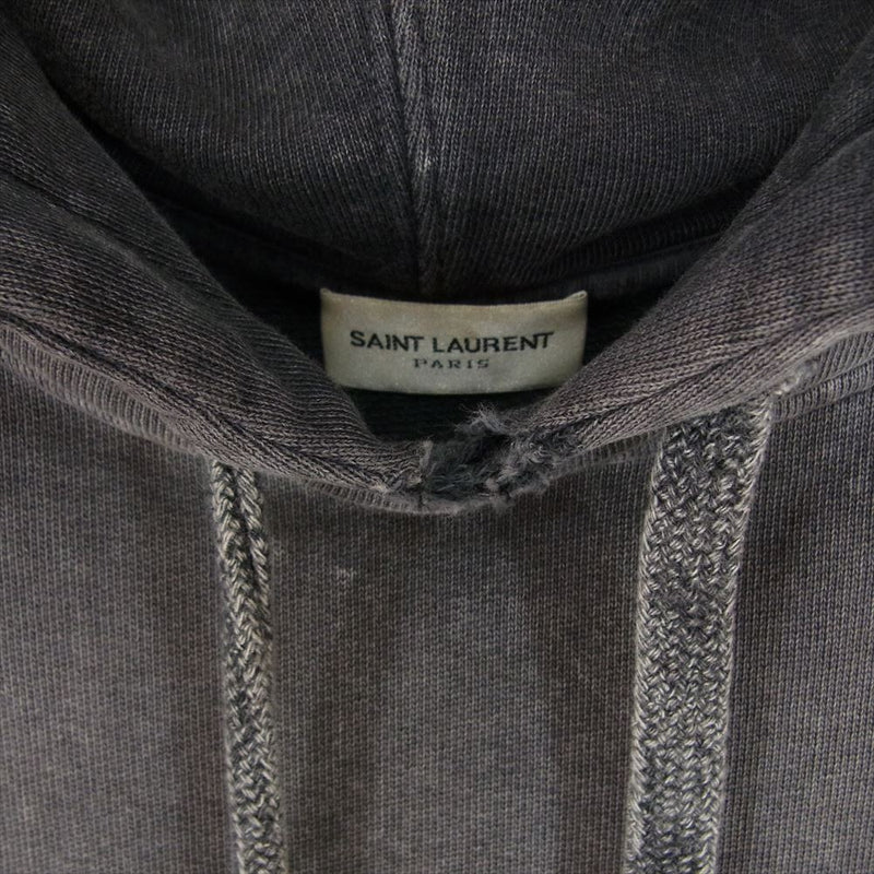 SAINT LAURENT サンローラン 18SS 09TX 500648 YB2MF 1059 PARIS Washed Logo Sweatshirt パリ ウォッシュド ダメージ加工 フロントロゴ プルオーバー パーカー グレー系 S【中古】