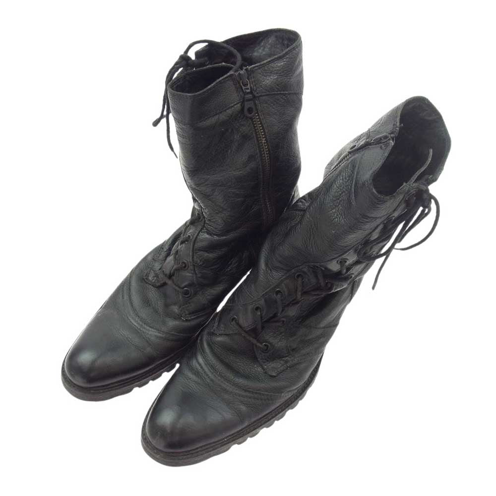 Buffalo Bobs バッファローボブズ FG10-J08 サイドジップ レースアップ レザーブーツ ブラック系 43【中古】