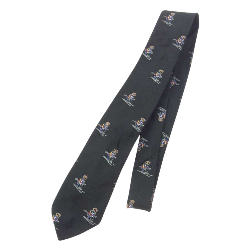 POLO RALPH LAUREN ポロ・ラルフローレン BEAR スキー ベア ネクタイ ブラック ブラック系【中古】