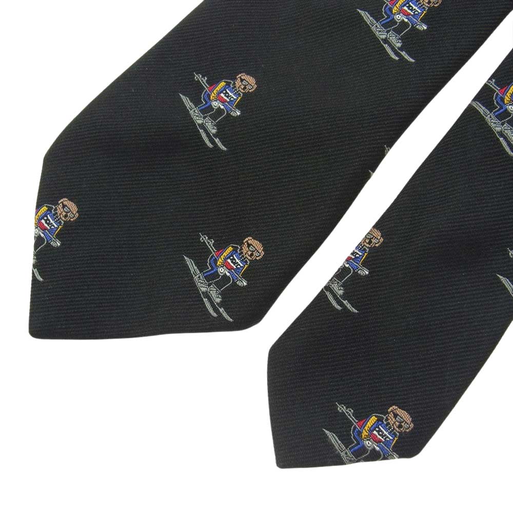 POLO RALPH LAUREN ポロ・ラルフローレン BEAR スキー ベア ネクタイ ブラック ブラック系【中古】