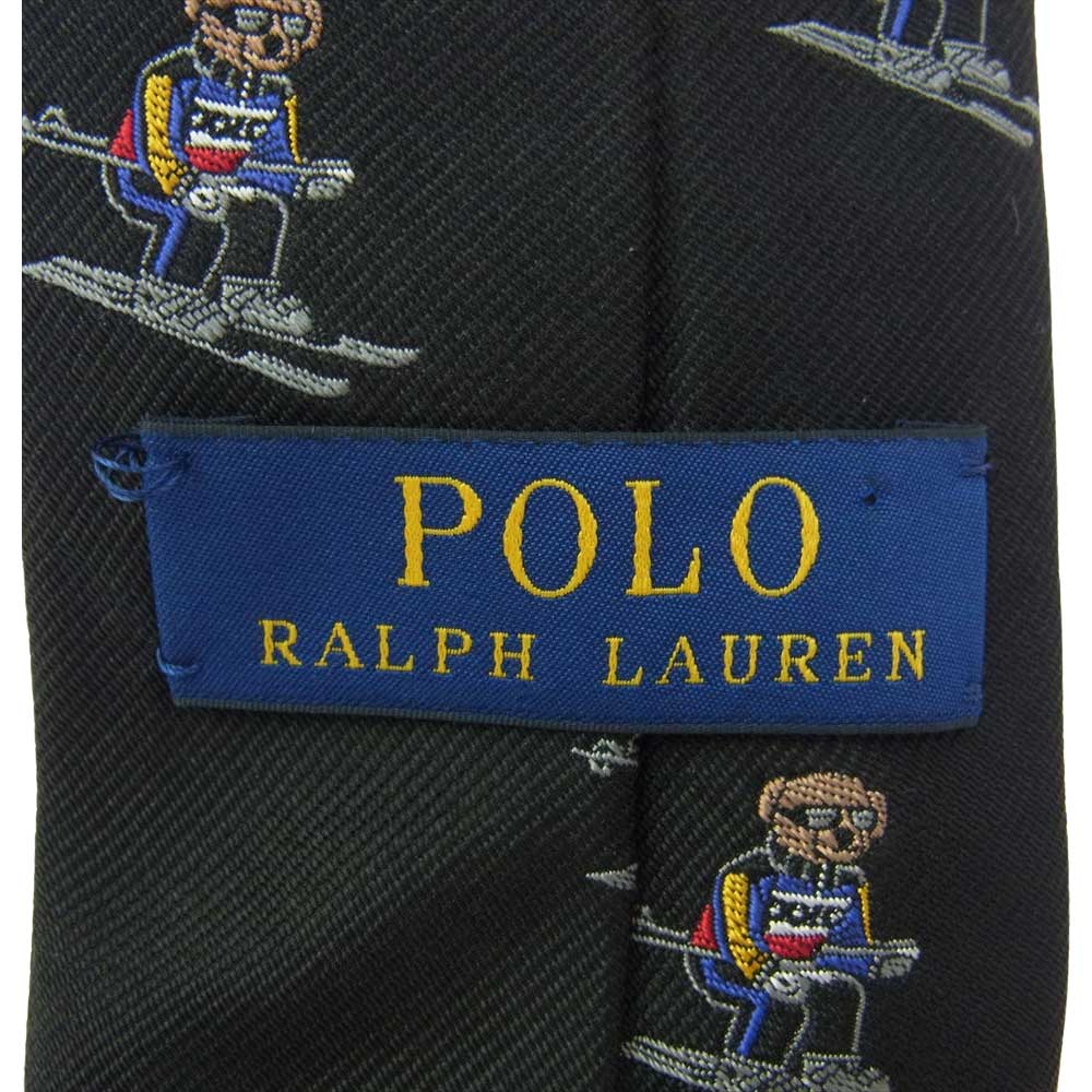 POLO RALPH LAUREN ポロ・ラルフローレン BEAR スキー ベア ネクタイ ブラック ブラック系【中古】