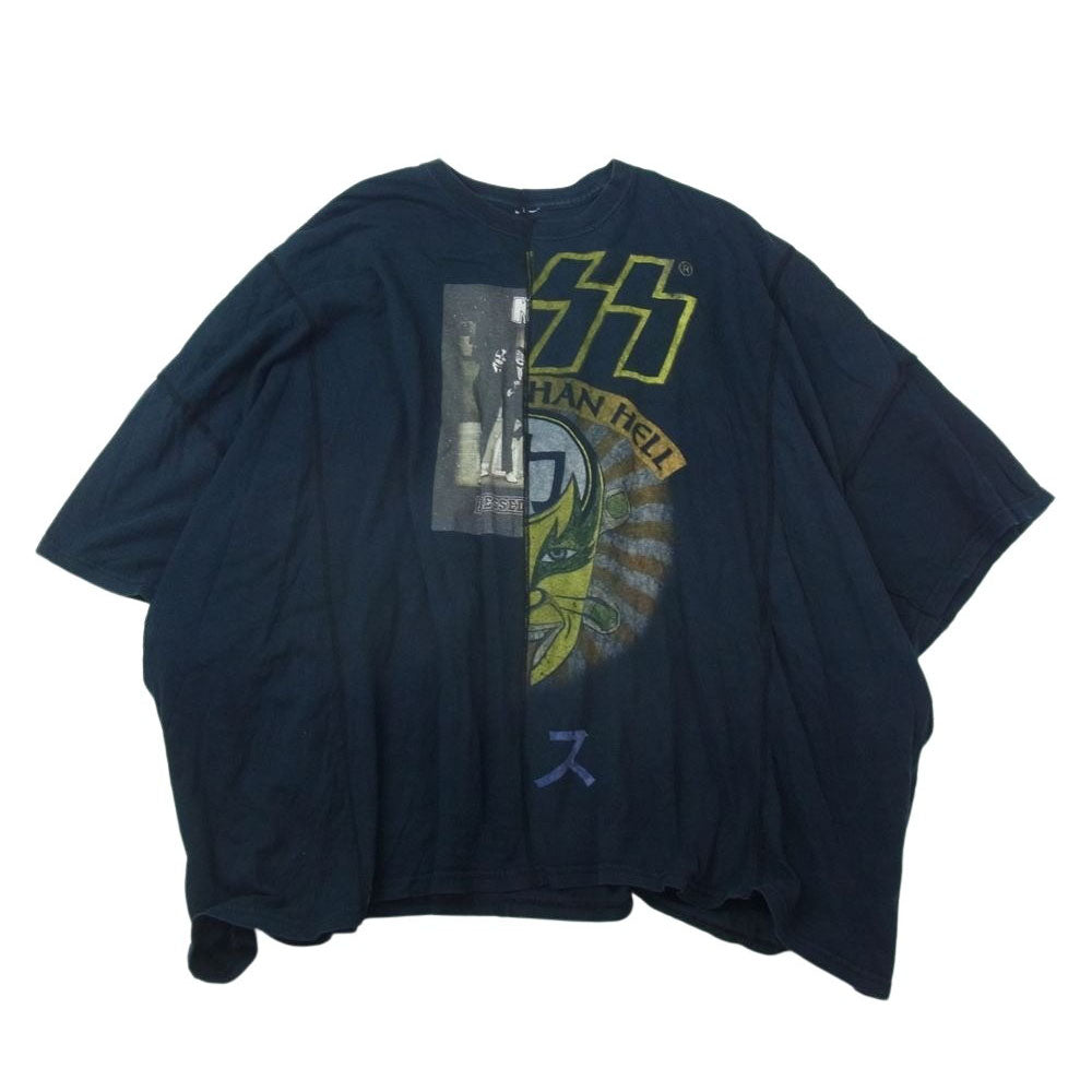 ナナナナサーカ KISS バンドTシャツ リメイク 再構築 半袖 Tシャツ ネイビー系 サイズ不明【中古】