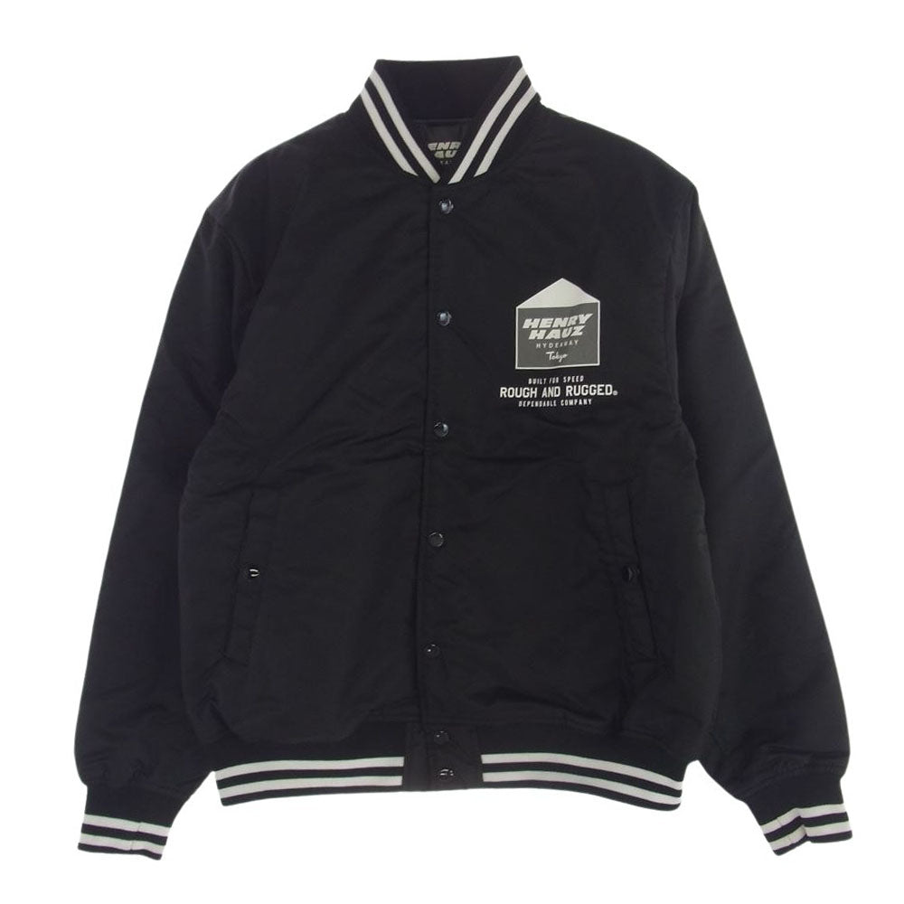 ヘンリーハウズ × ROUGH AND RUGGED ナイロン スタジアム ジャケット スタジャン ブラック系 M【美品】【中古】