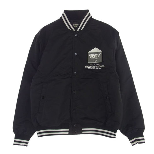 ヘンリーハウズ × ROUGH AND RUGGED ナイロン スタジアム ジャケット スタジャン ブラック系 M【美品】【中古】