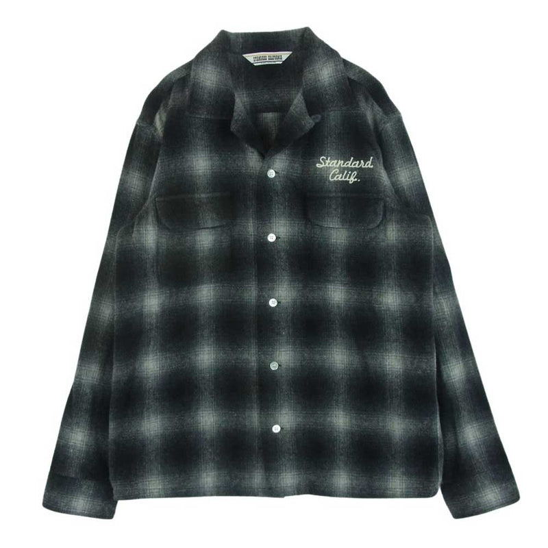 STANDARD CALIFORNIA スタンダードカリフォルニア Ombre Check Wool Shirt オンブレ チェック ウール 長袖 シャツ グレー系 M【美品】【中古】