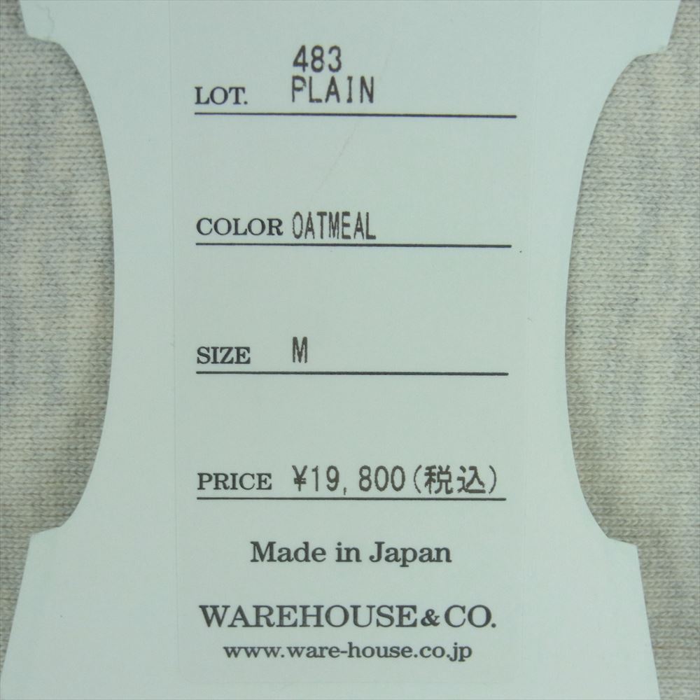 WAREHOUSE ウエアハウス 483 REVERS SWEAT SHIRTS 無地 リバース クルーネック スウェット グレー系 ライトグレー系 M【新古品】【未使用】【中古】