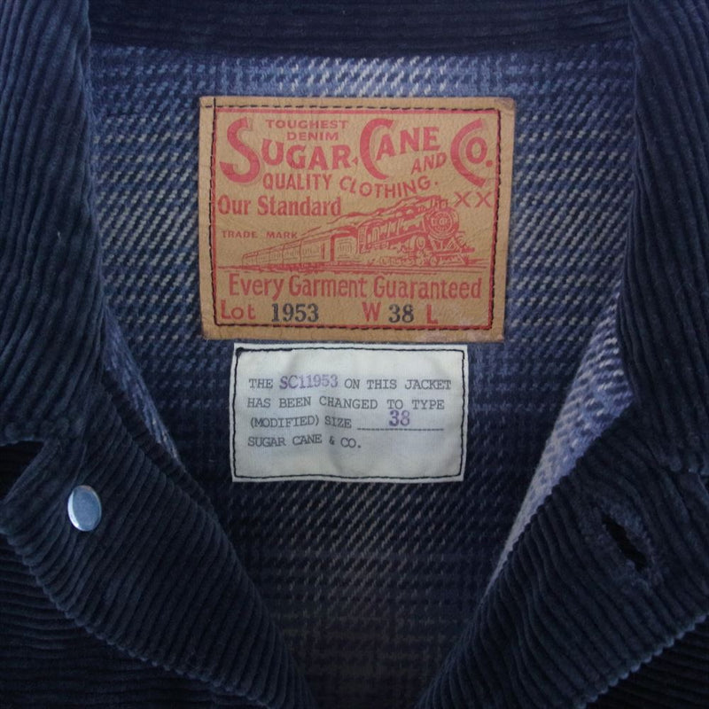 SUGAR CANE シュガーケーン Lot1953 CORDUROY JACKET OVER SIZE 1953 MODEL PIGMENT DYED コーデュロイ ジャケット オーバーサイズ ブラック系 38【新古品】【未使用】【中古】