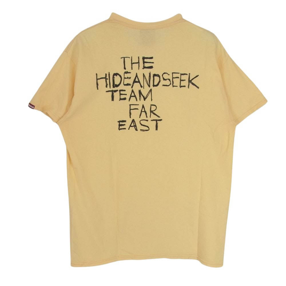 HideandSeek ハイドアンドシーク TEAM FAR EAST ハンドペイント ロゴ クルーネック プリント 半袖 Tシャツ イエロー系 M【中古】