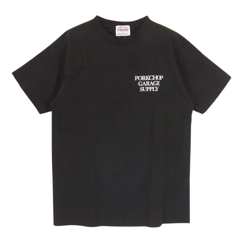 PORKCHOP ポークチョップ GARAGE SUPPLY バックプリント 半袖 クルーネック Tシャツ ブラック系 M【中古】