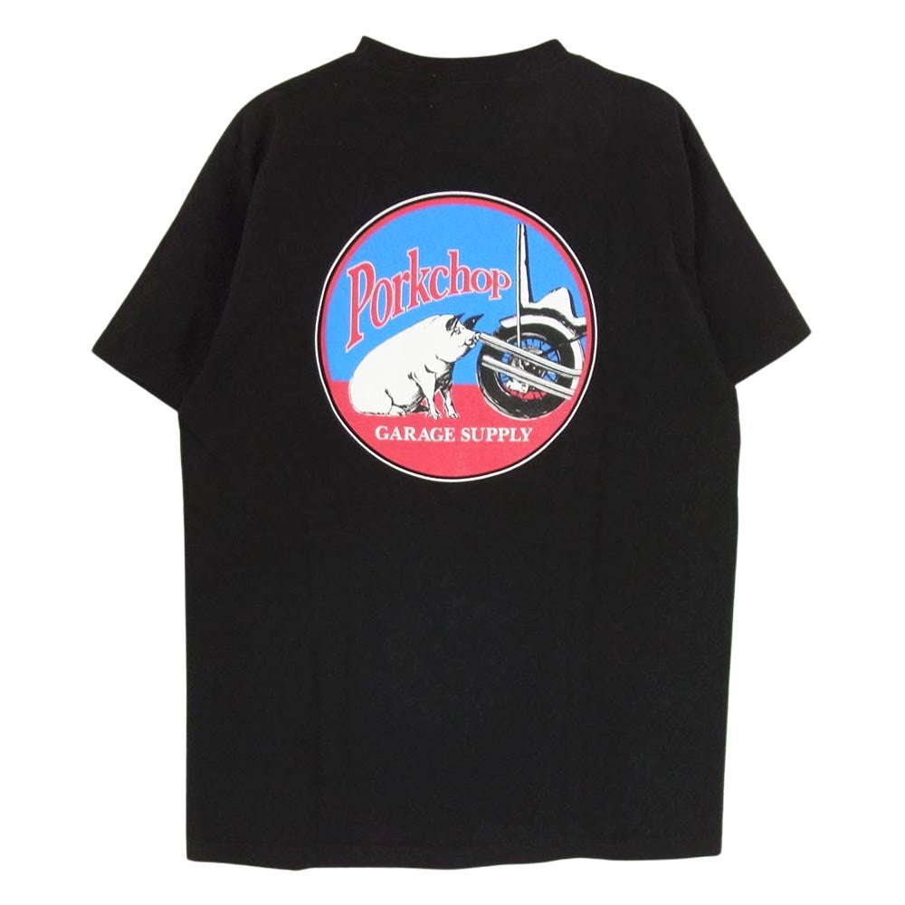 PORKCHOP ポークチョップ GARAGE SUPPLY バックプリント 半袖 クルーネック Tシャツ ブラック系 M【中古】