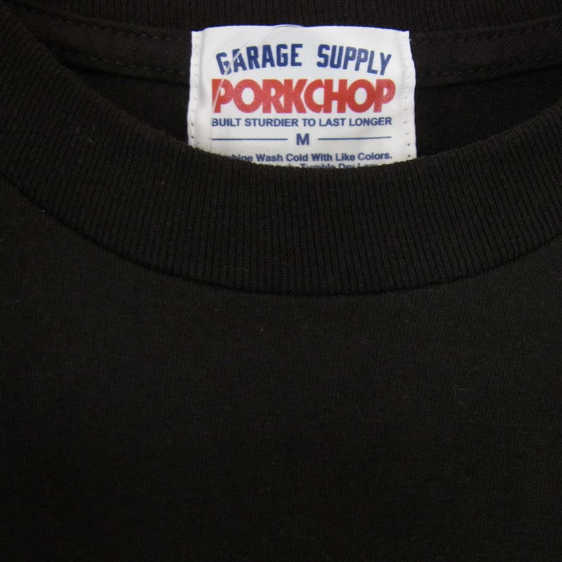 PORKCHOP ポークチョップ GARAGE SUPPLY バックプリント 半袖 クルーネック Tシャツ ブラック系 M【中古】