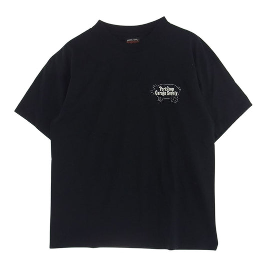PORKCHOP ポークチョップ GARAGE SUPPLY ロゴ バックプリント 半袖 クルーネック Tシャツ ブラック系 M【中古】