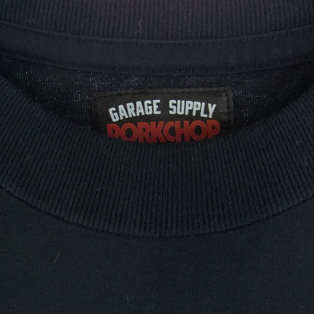PORKCHOP ポークチョップ GARAGE SUPPLY ロゴ バックプリント 半袖 クルーネック Tシャツ ブラック系 M【中古】
