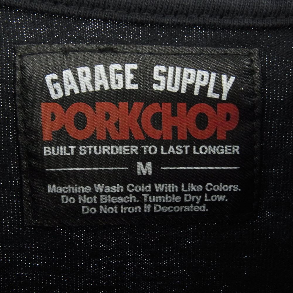 PORKCHOP ポークチョップ GARAGE SUPPLY ロゴ バックプリント 半袖 クルーネック Tシャツ ブラック系 M【中古】