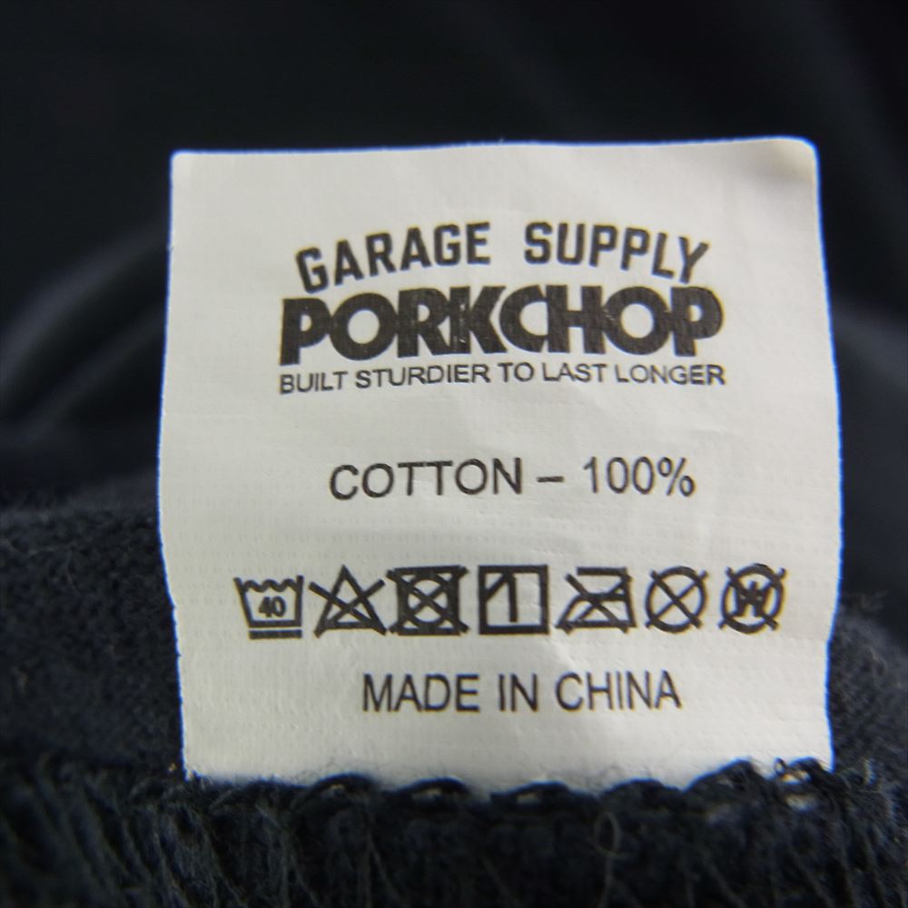 PORKCHOP ポークチョップ GARAGE SUPPLY ロゴ バックプリント 半袖 クルーネック Tシャツ ブラック系 M【中古】