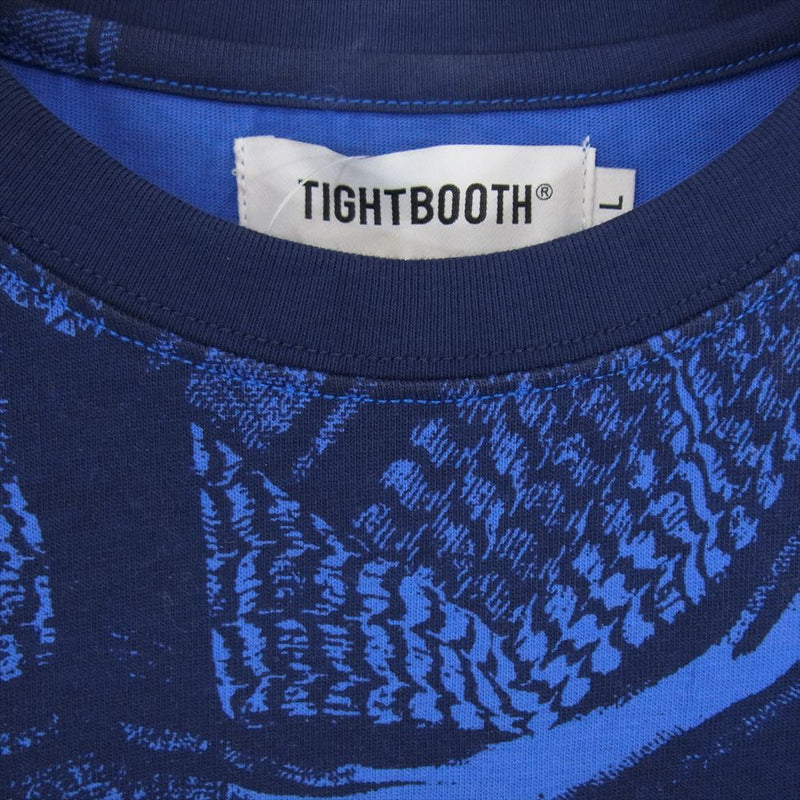 TIGHTBOOTH タイトブース SHEMAGH T-SHIRT 総柄 グラフィック 半袖 クルーネック Tシャツ ブルー系 L【中古】