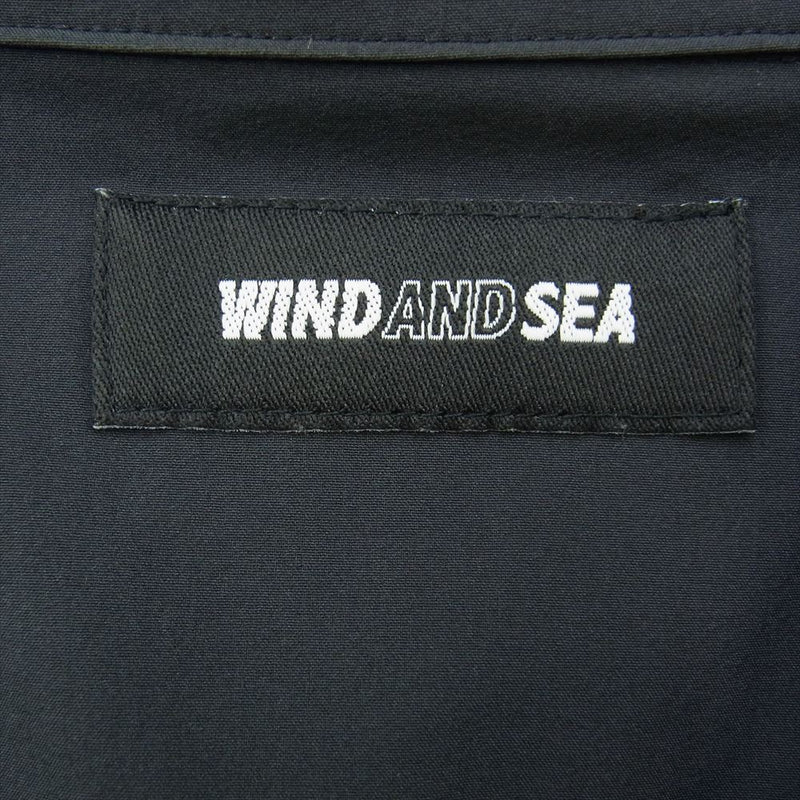 WIND AND SEA ウィンダンシー WDS-SH-12 OPEN COLLAR SHIRT 刺繍 ロゴ ナイロン 半袖 オープンカラー シャツ ブラック系 M【美品】【中古】