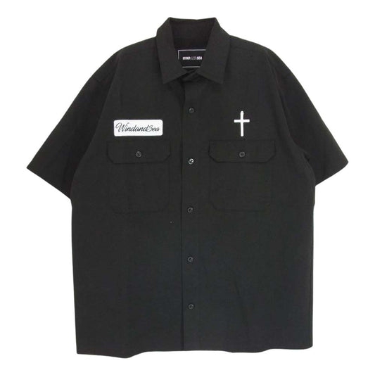 WIND AND SEA ウィンダンシー WDS-0-STCZ-24-Q1-SH-01 SD Santacruz Work Shirt サンタクルーズ ワーク ワッペン 半袖 シャツ ブラック系 M【中古】