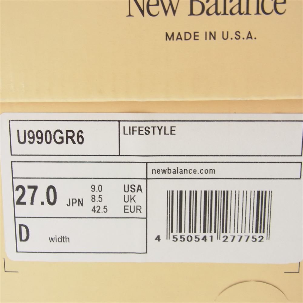NEW BALANCE ニューバランス U990GR6 990V6 Castlerock Moonrock キャッスルロック ムーンロック ローカット スニーカー 27cm【新古品】【未使用】【中古】