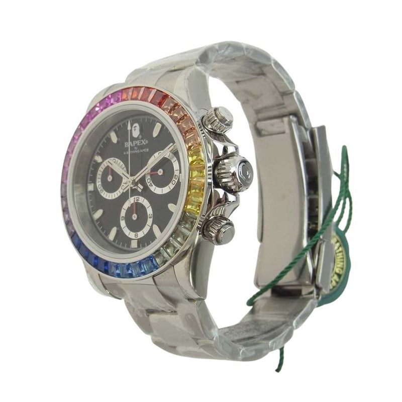 A BATHING APE アベイシングエイプ 001WHJ301011L TYPE 4 BAPEX CRYSTAL STONE M ベイペックス クリスタル ストーン 腕時計 ウォッチ シルバー系【新古品】【未使用】【中古】