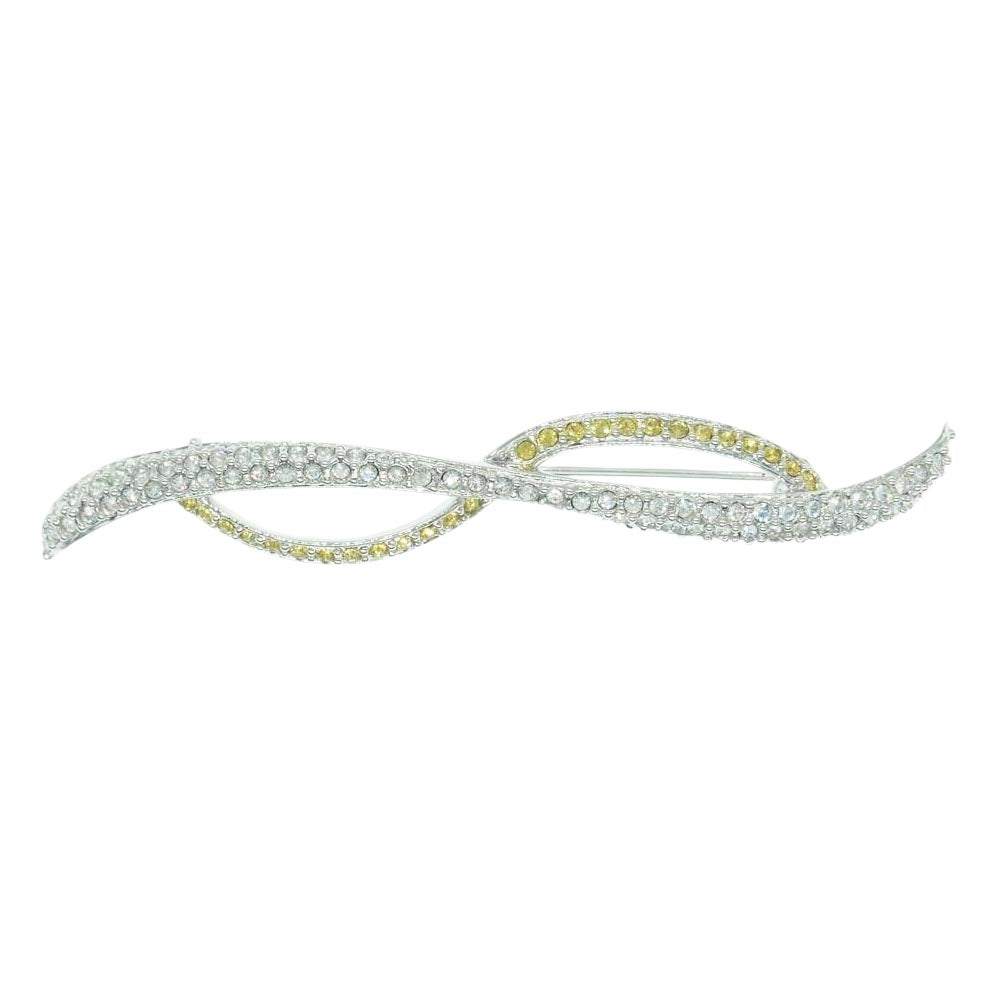 スワロフスキー アンナ ブローチ シルバー系 イエロー系【中古】