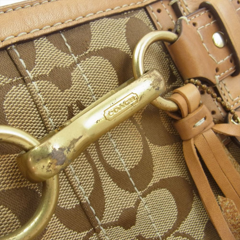 COACH コーチ J0673-10508 ハンプトンズ シグネチャー バッグ ブラウン系【中古】