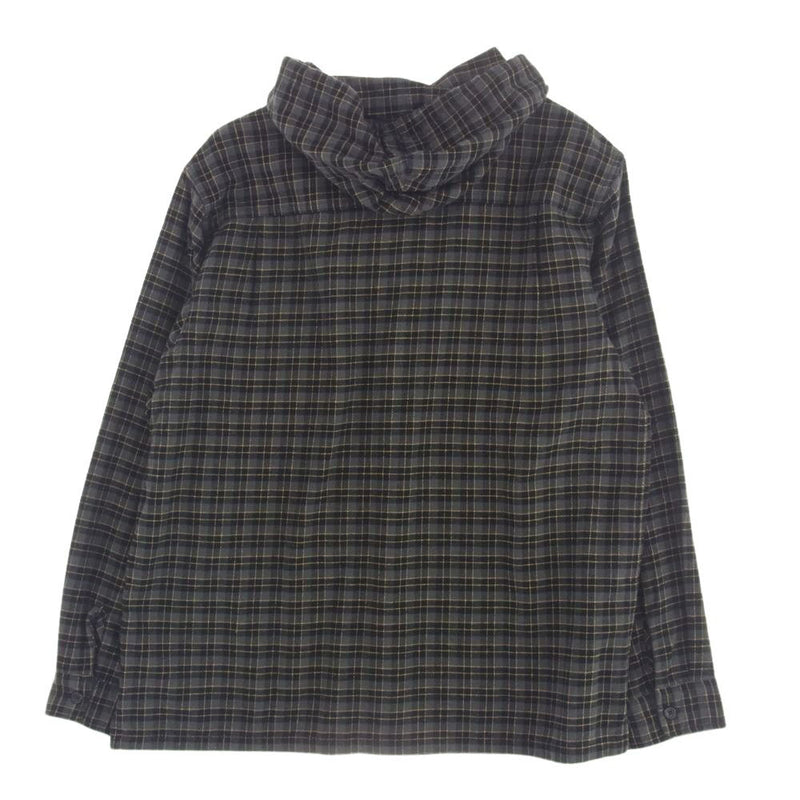 Supreme シュプリーム 22SS Mini Plaid Hooded Shirt ミニ プレイド フーデッド フランネル 長袖 シャツ ブラック系 L【美品】【中古】